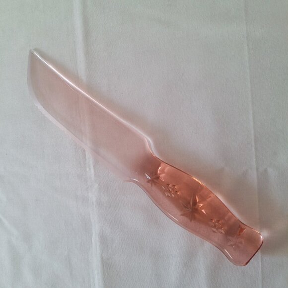 Vintage Depression Glass Transparent Pink Glass Cake Fruit Knife 9 Inch Vitex - Picture 1 of 5